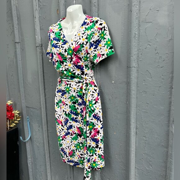 Diane Von Furstenberg New Julian Two Garden Daisy Multi Wrap Dress, approx 8 - Picture 4 of 16